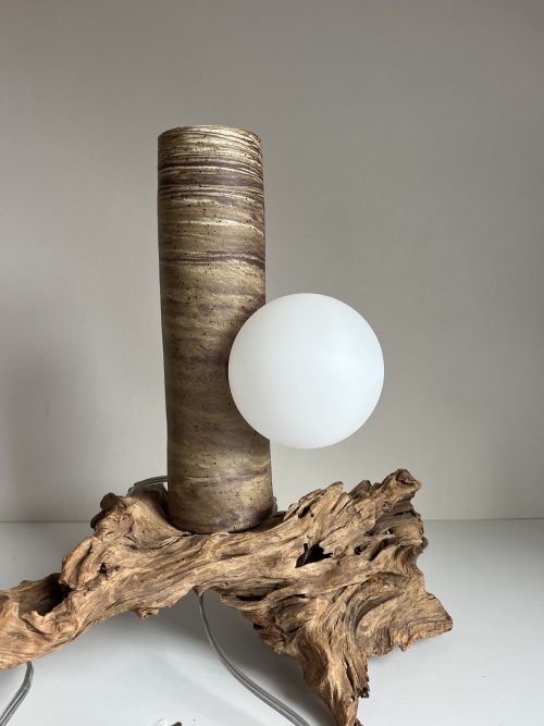 Lampe tube en grès mélangés