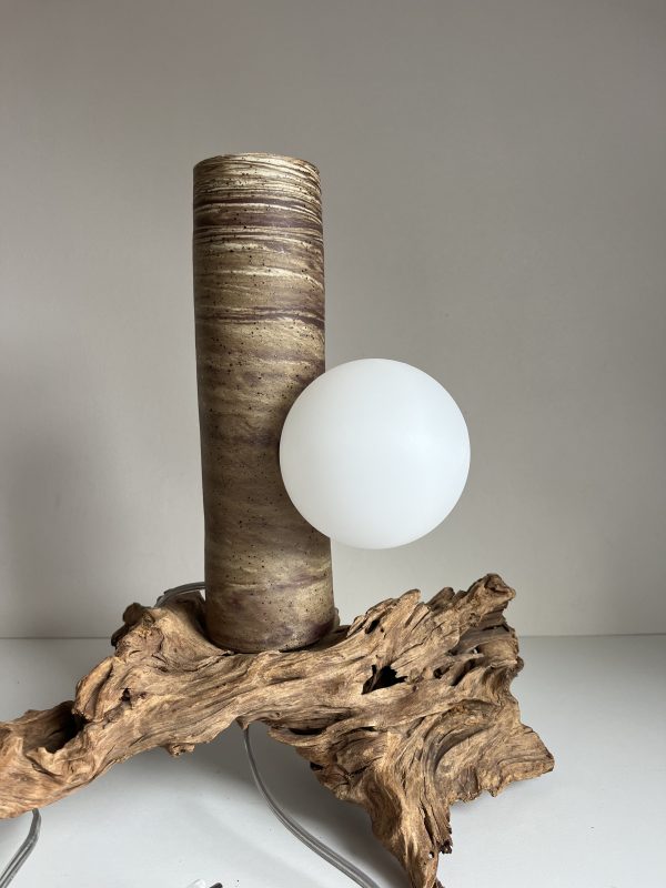 Lampe tube en grès mélangés