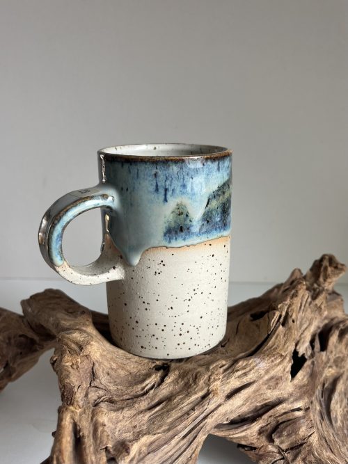 Mug bicolore émail bleu à effets